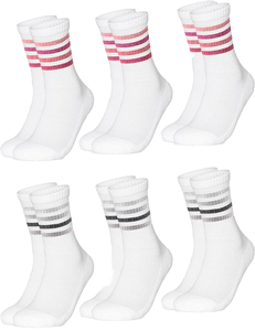 Chaussettes ras du cou pour <span class=keywords><strong>femme</strong></span> à trois bandes dégradées scintillantes, chaussettes athlétiques en coton côtelées respirantes, chaussettes décontractées style rétro preppy personnalisables - Product Image 1