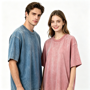 T-shirt surdimensionné en coton pur délavé à l'acide pour homme, coupe carrée, imprimé personnalisé, style urbain décontracté, t-shirt graphique - Product Image 2