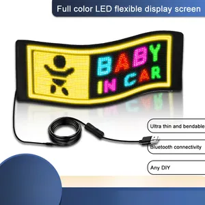 RGB Cyberpunk ออกแบบหน้าจอแสดงผล LED บลูทูธควบคุมแผงยืดหยุ่นนุ่มโฆษณารถยนต์ฟันสีฟ้าจอแสดงผล LED แบนเนอร์