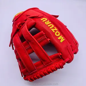 Brand New Factory Price Pro Colorful Red Durable Leather Made Training Baseball Softball Batting Gloves For Youth