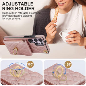 Para <span class=keywords><strong>Samsung</strong></span> S24 ultra cuero teléfono caso ins estilo dedo anillo PU moda lujo teléfono caso con cordón - Product Image 2