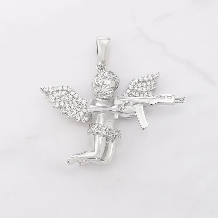 Кулон RTS Angel 18 карат с белым золотым покрытием из стерлингового серебра 925 с VVS moissanite кулон для ожерелья