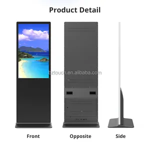 Peraga Iklan LCD Interaktif Berdiri Lantai 43 49 55 Inci Reklame Dalam Ruangan Kaca NoTouch/Layar Sentuh Kios Digital
