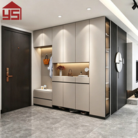 Mueble Zapatero de Lujo Personalizable con Múltiples Zonas y Luz LED para Recibidor, Armario de Almacenamiento de Madera para Pasillo