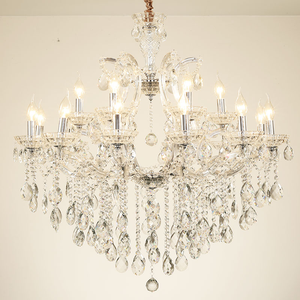 Lámpara de Araña de Cristal Estilo María Teresa Moderna Europea de 18 Luces para Sala de Estar, Dormitorio, Hotel, Colgante Plateado, Decoración del Hogar - Product Image 3