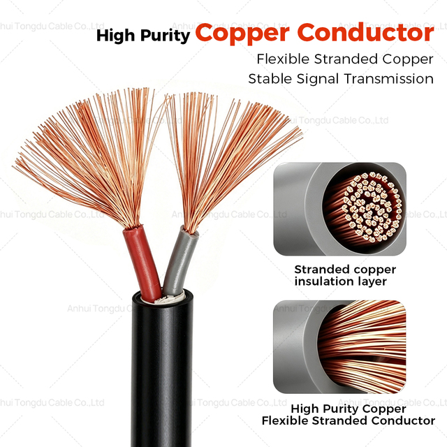 Flexible Control Cable 2 Core 2x6mm² H05VV-F RVV Flexible Copper PVC Insulated Sheathed IEC 60227 300/500V for Equipment Wiring