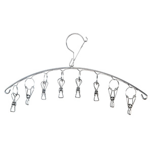 Stainless Steel Curved Clothes <b>Rack</b> With Clips For <b>Drying</b> Socks And Clothes Hook Type Organizer - Product Image 1