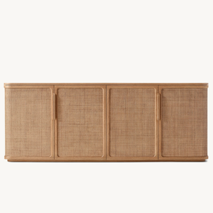 Mobile Moderno in Legno di Quercia Massello per <span class=keywords><strong>Soggiorno</strong></span> Credenza a 4 Ante in Legno e Canna - Product Image 2
