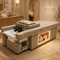 Lit de massage thaïlandais électrique de luxe avec fonction de lavage des cheveux, lit de spa pour la tête, lit de lavage des cheveux en cuir PU avec circulation d'eau et pédicure