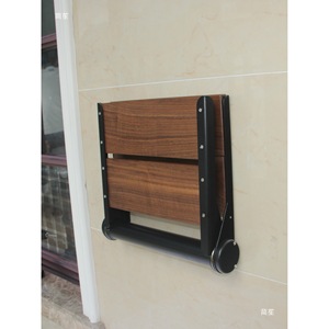 Banc mural à ressorts en bois massif, chaise pliante en acier inoxydable 304, tabouret de salle de bain pour changer de chaussures - Product Image 4