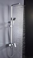 Robinet de baignoire moderne à eau chaude et froide, ensemble de douche mural en laiton avec pommeau de douche pluie et douchette à poignée