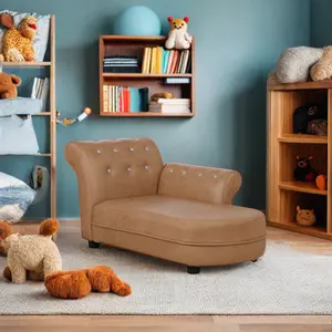 Leather Waterproof Children's Reclining Chair Classic Design Retro Baby Sofa Can Be Sat And Reclined Without Odor Kids Furniture
