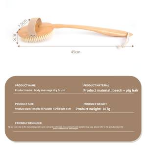 Brosse de bain à long manche, style simple, avec poils doux en crin de cheval pour l'exfoliation et la douche - Product Image 4