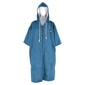 Poncho de Surf azul oscuro de alta calidad con capucha a prueba de viento Diseño de cremallera frontal La mejor bata cambiante para accesorios de equipo de natación y buceo - Product Image 1