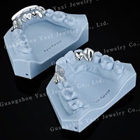 Grillz dentaires de haute qualité en argent 925 et or massif, style Hip Hop, avec pierres rondes taille brillant certifiées par un tiers