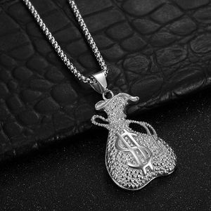 Yunnique-collar con colgante de bolsa de dinero de acero inoxidable con signo de dólar, joyería unisex de Hip Hop, diseño geométrico DZ029 - Product Image 2
