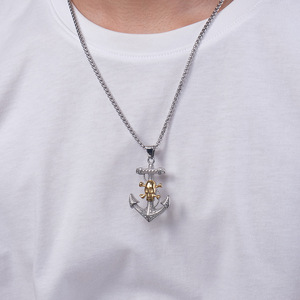 Stile europeo e americano degli uomini in acciaio inossidabile barca ancora ciondolo pirati della collana catene ispirate ai Caraibi - Product Image 4