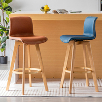 Chaise de bar en bois massif au design moderne, tabouret haut de bar pour magasin de thé avec dossier créatif, chaise haute rotative pour le lait