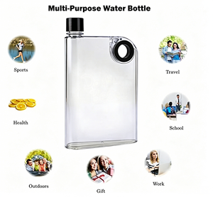 Botella de Agua con Forma de Cuaderno, Personalizada con Logotipo Impreso, Transparente, Portátil, de Plástico, para Oficina, Hogar y Viajes - Product Image 3