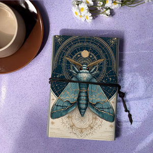 Fatti a mano Vintage A6 Notebook chiusura cravatta 160 pagine rimovibile regalo ideale per simposio note di incontro con falena Celestia - Product Image 3