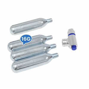 Cartouches de <span class=keywords><strong>CO2</strong></span> filetées de recharge 16g N2 AR HE 8g 12g 16g 25g 33g 45g Cylindre de gaz <span class=keywords><strong>CO2</strong></span> pour <span class=keywords><strong>gonfleur</strong></span> de pneus de vélo <span class=keywords><strong>VTT</strong></span> et vélos de route - Product Image 1