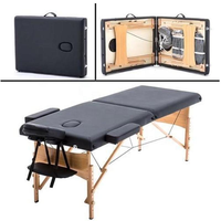 Table de massage pliable de haute qualité à 3 sections, légère, pour usage commercial, avec pieds en bois, design moderne, hauteur réglable, capacité 300 kg
