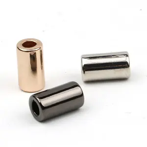 Custom zinc alloy wholesale cylinder shape one hole metal cord end stopper for rope