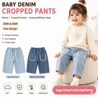 Pantalones Vaqueros Cortos para Bebés de Marca Privada, Suaves y Duraderos, con Bolsillos Deshilachados, Jeans para Niños Pequeños, Conjuntos Personalizados