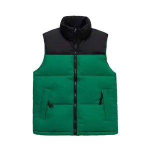 Chaleco sin mangas de algodón de 2 tonos de invierno para hombre de la mejor calidad, chaqueta sin mangas con cremallera a prueba de viento personalizada OEM 2024