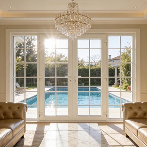 בתים חסכוניים באנרגיה, חלון מרפסת מזכוכית חלבית, חלונות צרפתיים מאלומיניום עמידים בפני רוח - Product Image 5