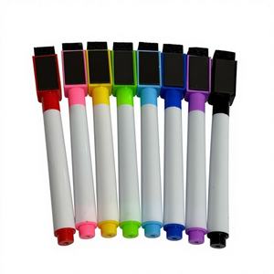 Lot de 8 marqueurs effaçables à encre noire à base d'eau, personnalisables, pour tableau blanc, usage bureautique, avec pinceau magnétique, encre rouge, EN71 - Product Image 1