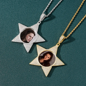 Venta al por mayor DIY creativo chapado en oro <span class=keywords><strong>corazón</strong></span> marco colgante collar personalizado foto privada conmemorativa amantes tesoro circón - Product Image 5