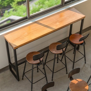 <span class=keywords><strong>Table</strong></span> de bar en bois massif ménage simple balcon <span class=keywords><strong>mur</strong></span> fenêtre longue <span class=keywords><strong>table</strong></span> étroite pied haut lait thé boutique bar <span class=keywords><strong>table</strong></span> et chaise - Product Image 3