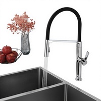 Robinet de cuisine moderne et épuré avec douchette extractible, rotation à 360°, monotrou, avec cartouche céramique, monocommande, haut de gamme
