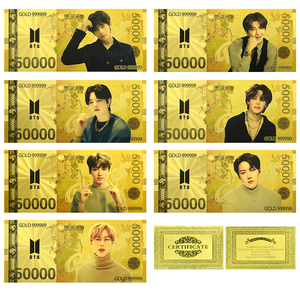 Banconota da Collezione Ispirata alle Boy Band K-Pop, Bifacciale con Lamina d'Oro, 50000 Won, Regalo per Fan, Stile <span class=keywords><strong>Poster</strong></span> Musicale, Decorazione per le Feste - Product Image 4