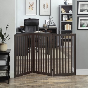 Freestanding Pet <strong>Gate</strong> <strong>Dog</strong> Fence for Doorways <strong>Stairs</strong> Decorative Pet Barrier <strong>Wood</strong> 3-Panel Tri-Fold Folding <strong>Dog</strong> <strong>Gate</strong> - Product Image 4