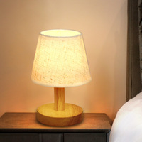 Lampe de table vintage coréenne en bambou plissé avec abat-jour en lin et jute, télécommande tactile, veilleuse à intensité variable pour maisons d'hôtes