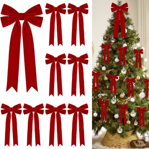 Venda Direta de Fábrica: Laços de Veludo para Árvore de Natal, 2 Tamanhos, Laços Rústicos para Guirlandas de Natal e Embalagens de Presente - Product Image 1
