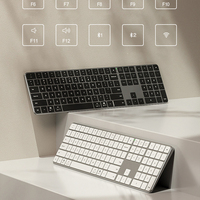 Gunting penyihir Tri Mode Ultra tipis Keyboard baru ukuran penuh logam untuk Mac kabel Desktop nirkabel menggunakan kantor game Umum