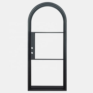 Métal noir patio français intérieur fer verre double portes porte d'entrée bon marché en acier avec verre - Product Image 6