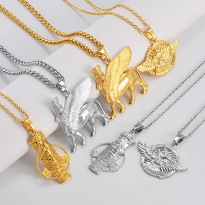 Colliers pendentifs Ashur pour femmes et hommes Lama, Lamma, <span class=keywords><strong>Taureau</strong></span> ailé Lamassu est une divinité protectrice assyrienne Bijoux <span class=keywords><strong>2023</strong></span> - Product Image 2