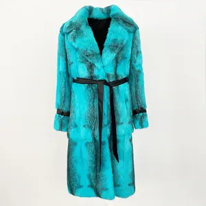 OFTBUY 2024 <span class=keywords><strong>Cappotto</strong></span> Invernale Sopra il Ginocchio in Pelle Integrale con Pelliccia di Coniglio Importata, Stampa Leopardata, Imbottito e Caldo - Product Image 5