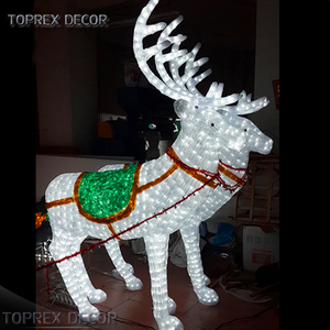 Luces LED 3D con Motivo de <span class=keywords><strong>Reno</strong></span> Navideño para Exteriores, <span class=keywords><strong>Adorno</strong></span> Navideño con Trineo de <span class=keywords><strong>Reno</strong></span> - Product Image 4