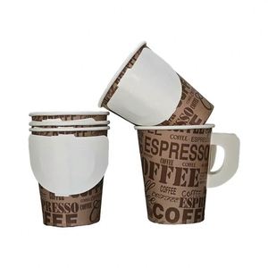 Gobelet en papier jetable à paroi simple de 250 ml (8 oz) personnalisable avec poignée pour boissons - Product Image 2