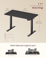 Bureau debout électrique en acier VASAGLE 47,2x23,6 pouces, hauteur réglable, rappel de position sédentaire, 4 mémoires de hauteur, bureau à domicile