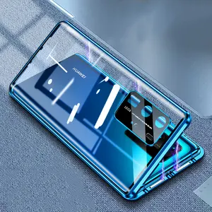 Gaya Baru untuk Huawei Nova 7 Pro Jelas Magnetic Flip Tempered Glass Pelindung Smartphone Penutup Lensa All-In Magnetic kasus