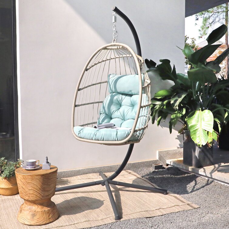 Garden Patio Schaukel stühle Hängematte Hänge ei Stuhl Klappbarer Rattan Ei geformter Stuhl mit Ständer