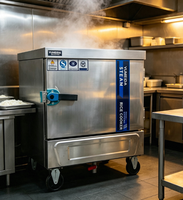 Vaporera de Arroz Eléctrica Profesional de 4 Bandejas con Acero Inoxidable para Restaurantes Comerciales, Cantinas, Máquina de Uso Pesado