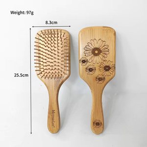 Spazzola per capelli in bambù all'ingrosso con cuscino d'aria, districante, massaggiante per il cuoio capelluto, con denti in nylon, motivo a <span class=keywords><strong>margherita</strong></span>, per la crescita dei capelli - Product Image 6