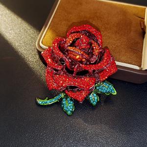 A-grade Rose <b>Flower</b> Brooch Customized Designs Female Engagement Wedding Gift Party Gold Plated Alloy Crystal <b>Corsage</b> - Product Image 6